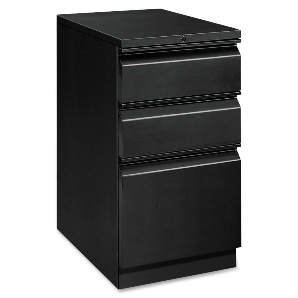 HON Efficiencies 22-7/8inD Vertical 3-Drawer Mobile Pedestal File Cabinet, Black