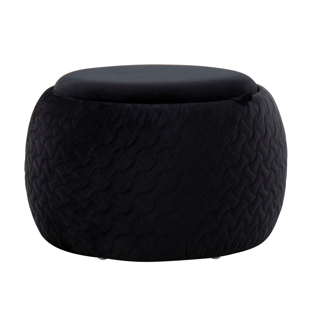 LumiSource Tray Pouf Contemporary Ottoman, 13-3/4inH x 21-1/2inW x 21-1/2inD, Black/Natural