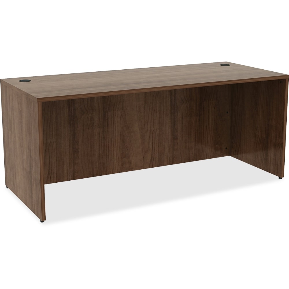 Lorell Essentials 72inW Rectangular Shell Computer Desk, Dark Walnut