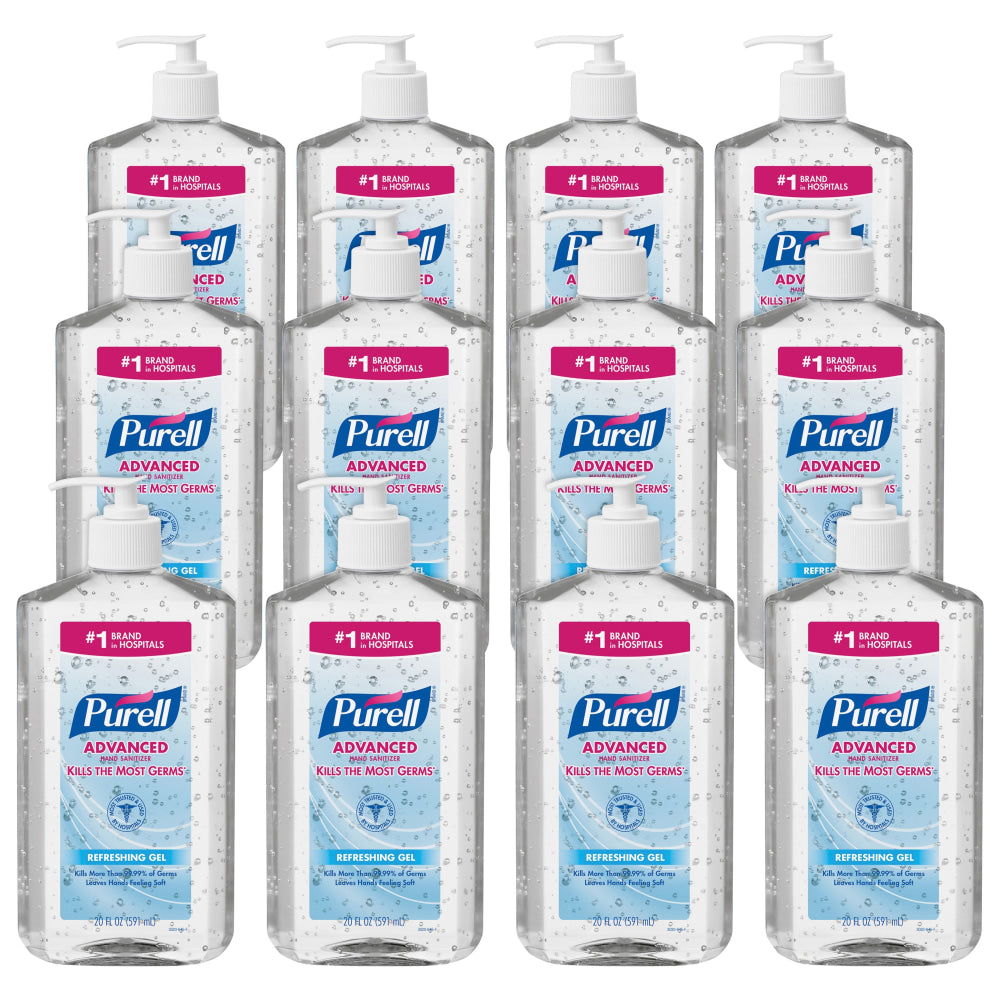 Purell Instant Hand Sanitizer, 20 Oz. Pump Bottles, Pack Of 12