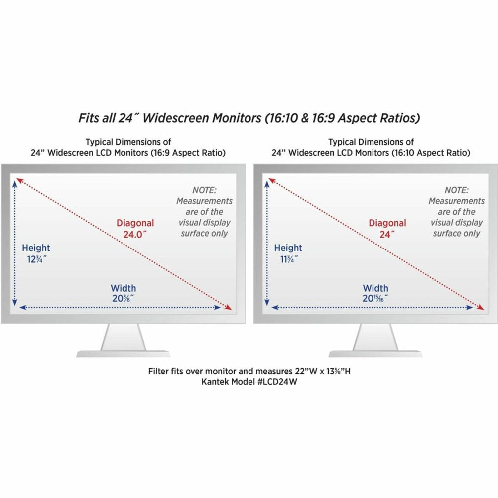 Kantek LCD Protect Glare Filter 24in Widescreen Monitors - For 24inLCD Monitor - Scratch Resistant, Damage Resistant - Acrylic - Anti-glare - 1