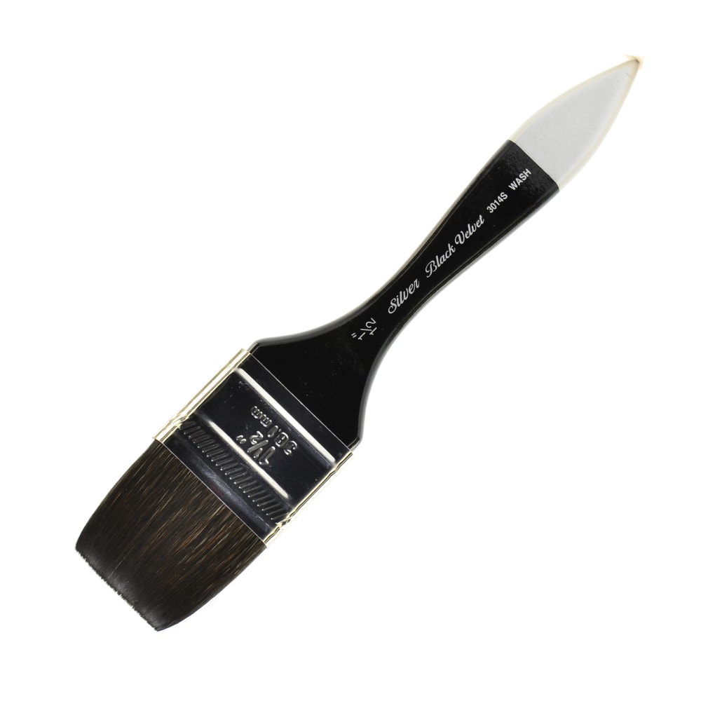 Silver Brush 30145 Black Velvet Series Paint Brush, 1 1/2in, Wash Bristle, Squirrel Hair/Synthetic Filament, Multicolor