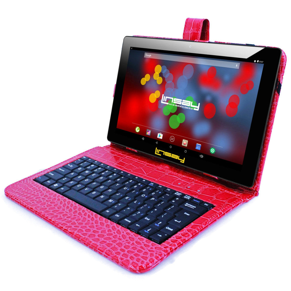 Linsay F10IPS Tablet, 10.1in Screen, 2GB Memory, 64GB Storage, Android 13, Red Crocodile