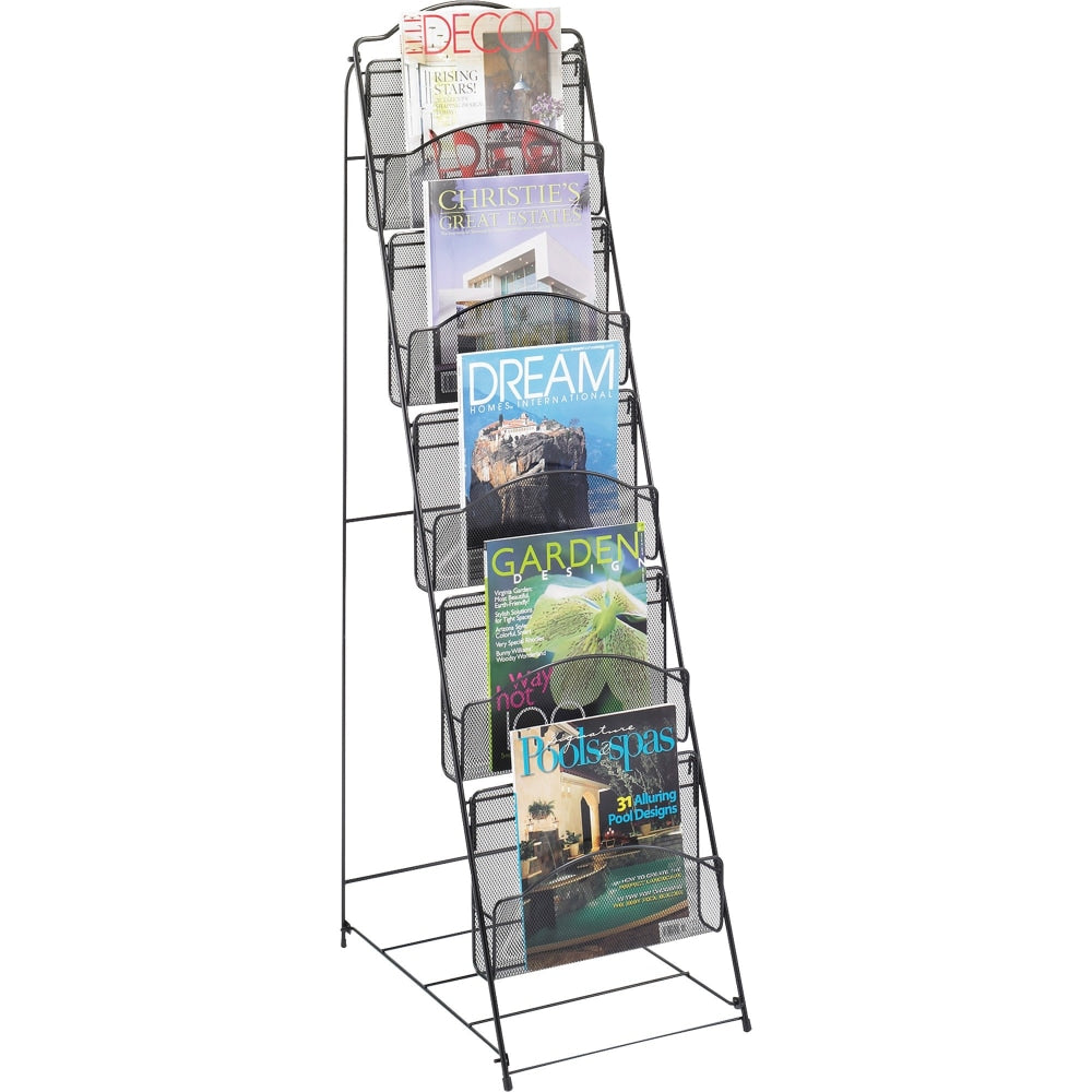 Safco Onyx 5-Pocket Steel Literature Floor Rack, 46in x 18 1/2in x 12 1/2in, Black