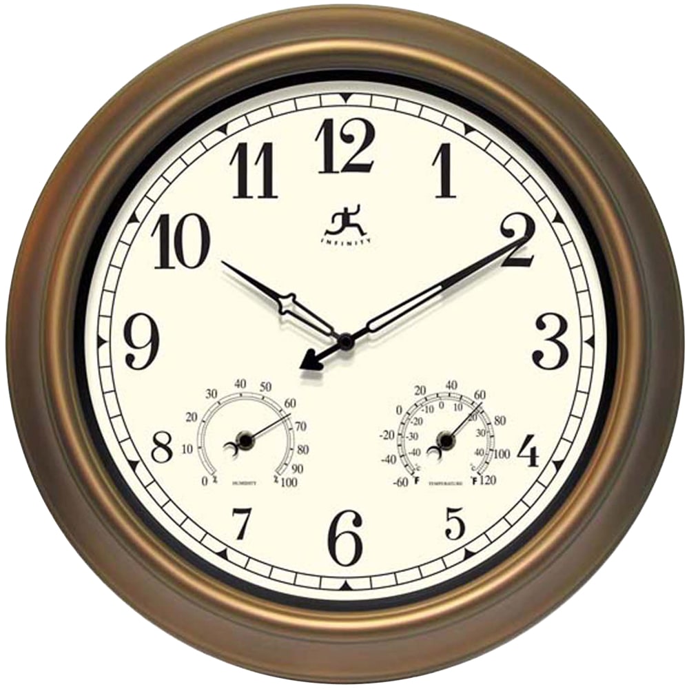 Infinity Instruments Round Wall Clock, 18in, Bronze/Ivory