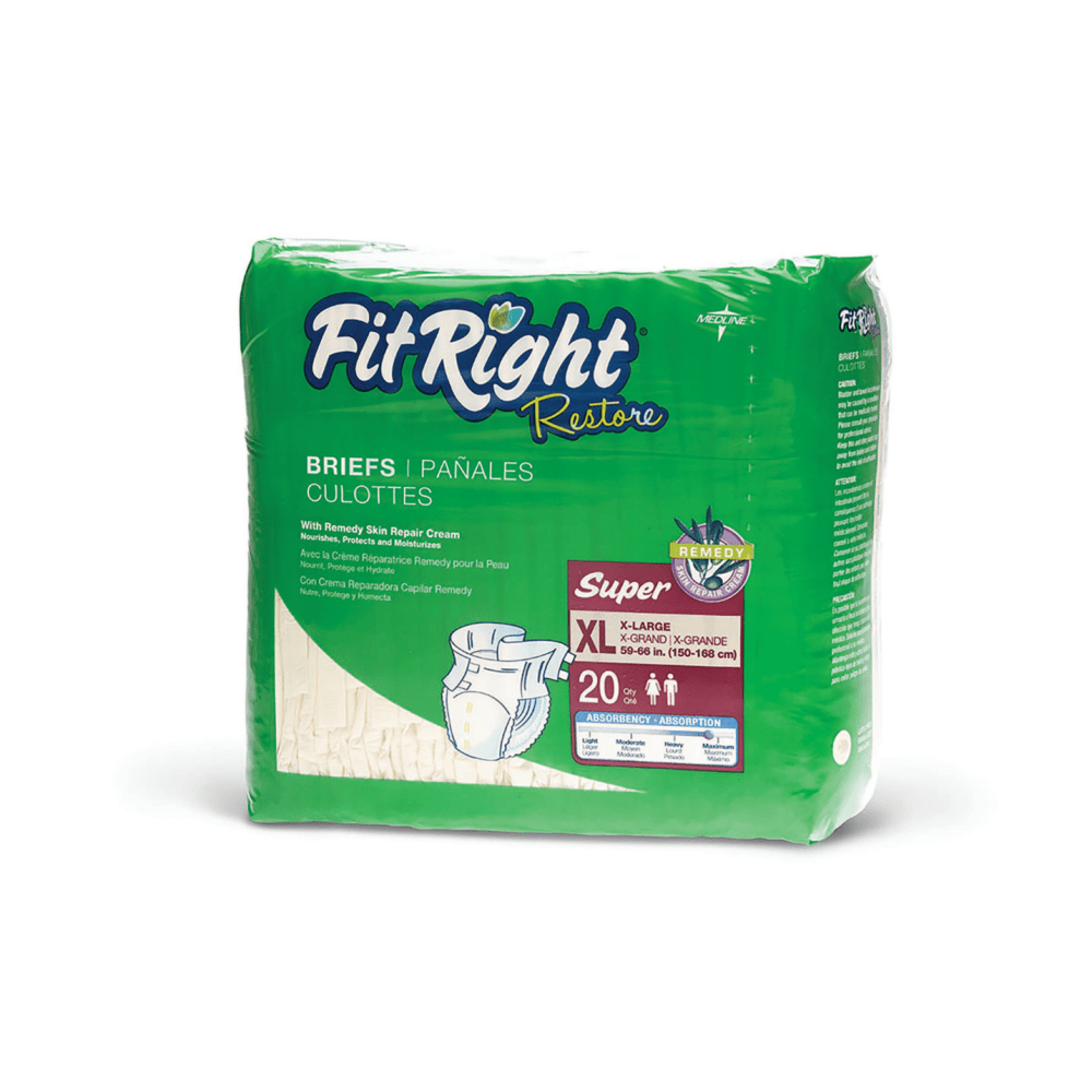 FitRight Restore Briefs, X-Large, Yellow, Bag Of 20