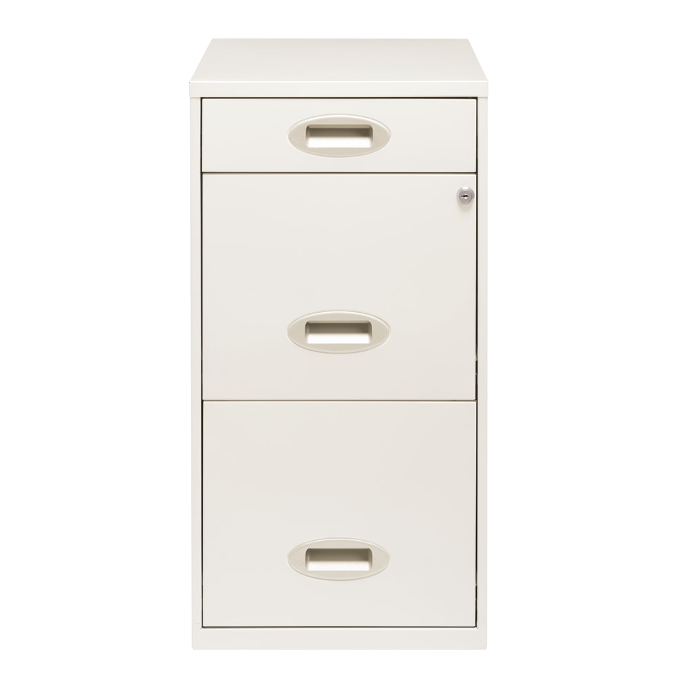 Realspace 18inD Vertical 3-Drawer File Cabinet, Pearl White