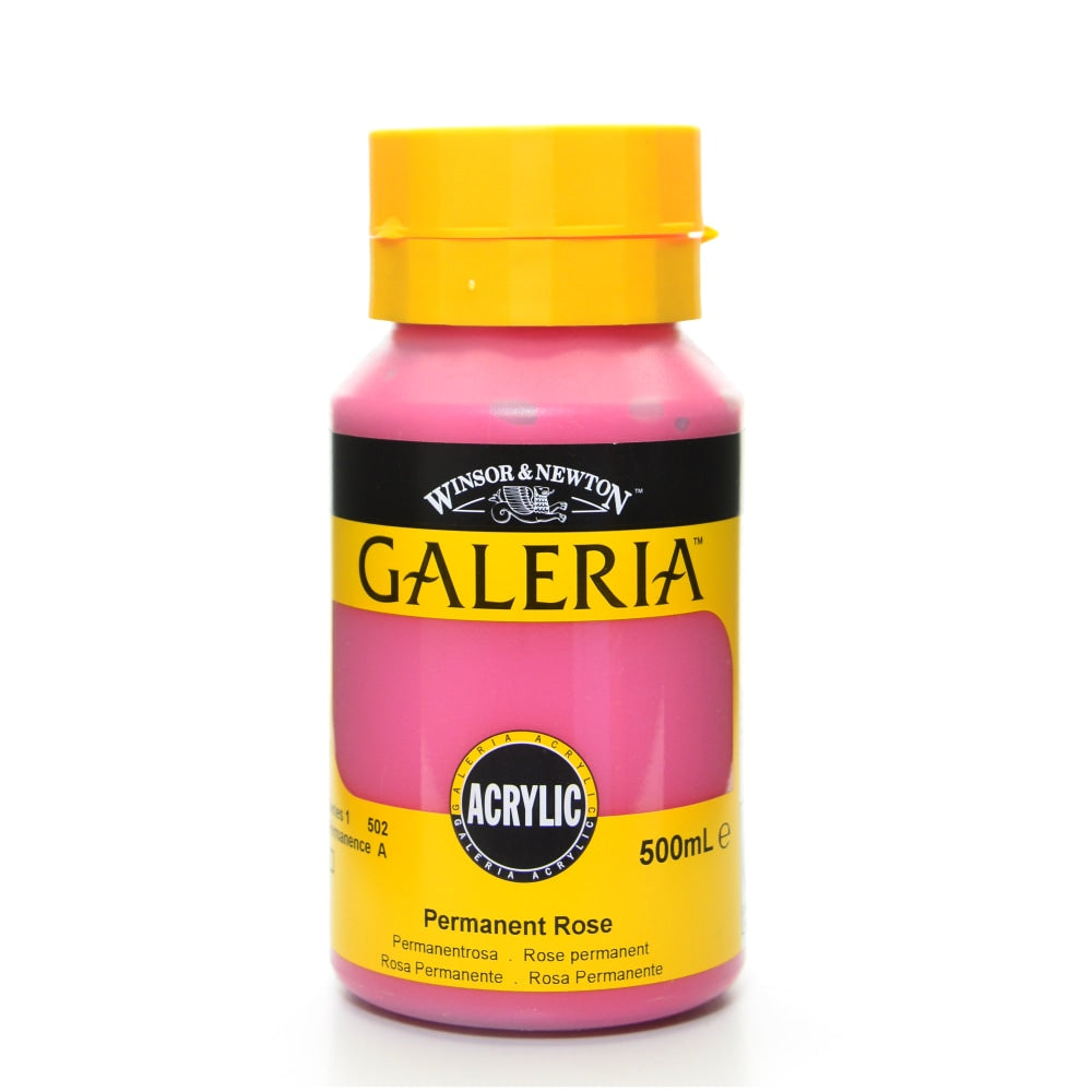 Winsor & Newton Galeria Flow Formula Acrylic Colors, 500 mL, Permanent Rose, 502