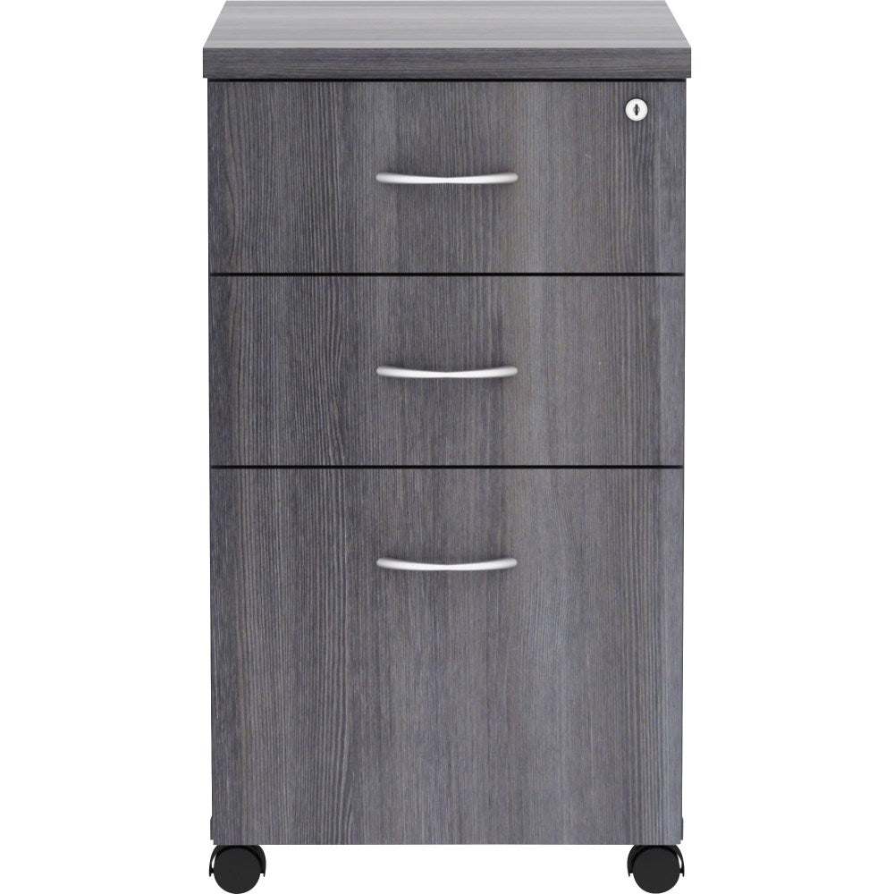 Lorell Essentials 22inD Vertical 3-Drawer Mobile Pedestal File Cabinet, Weathered Charcoal