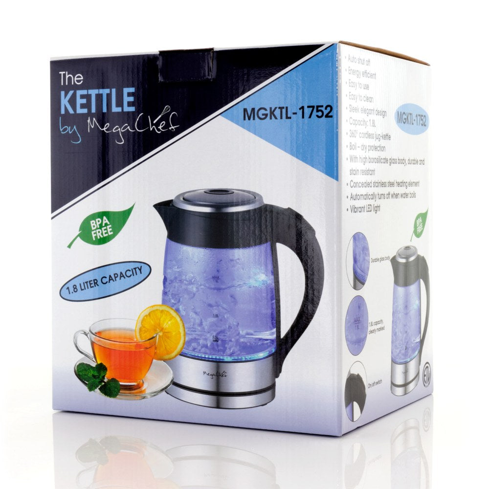 MegaChef 99596270M 1.8-Liter Electric Tea Kettle, Clear