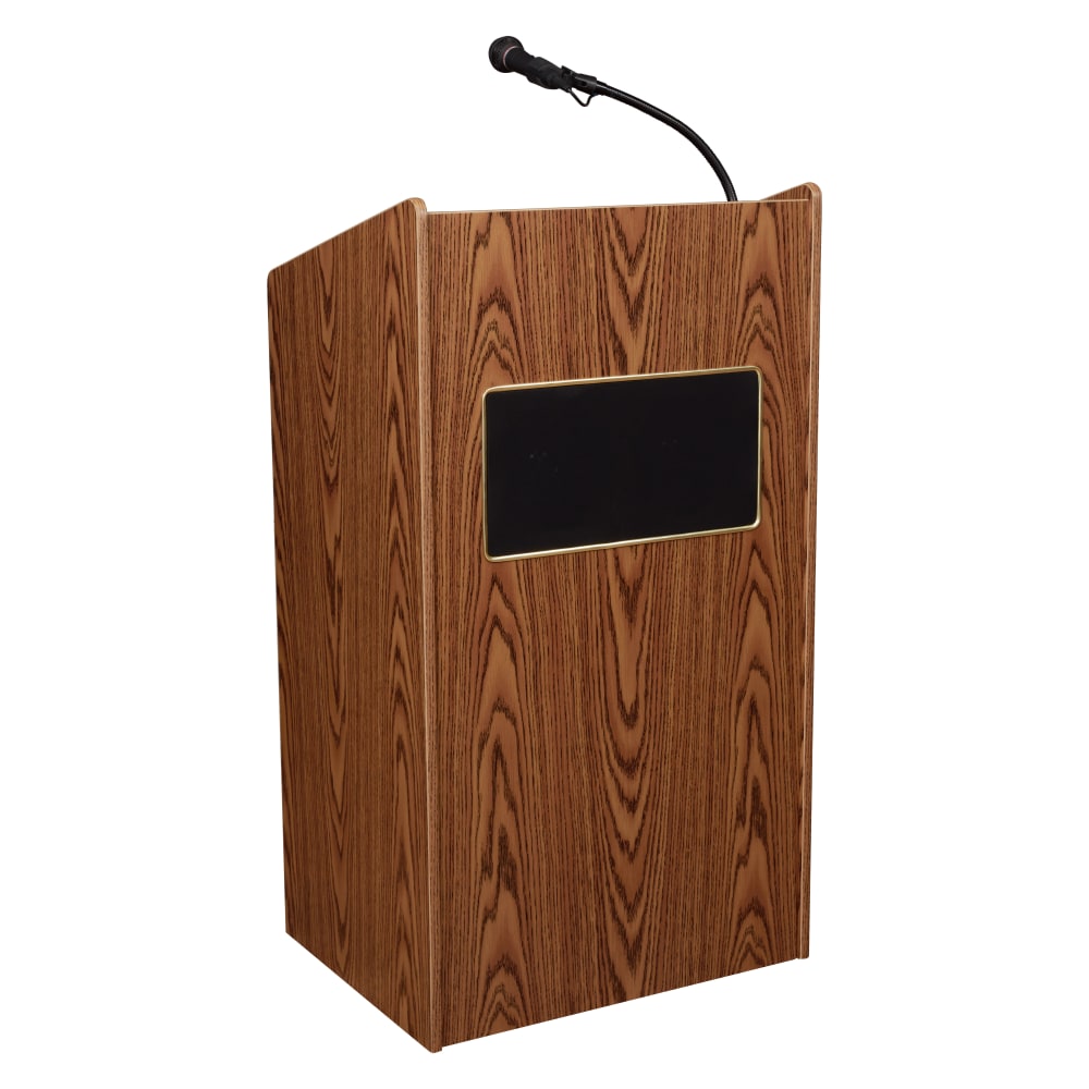 Oklahoma Sound The Aristocrat Sound Lectern With Sound & Wireless Headset Microphone, Medium Oak