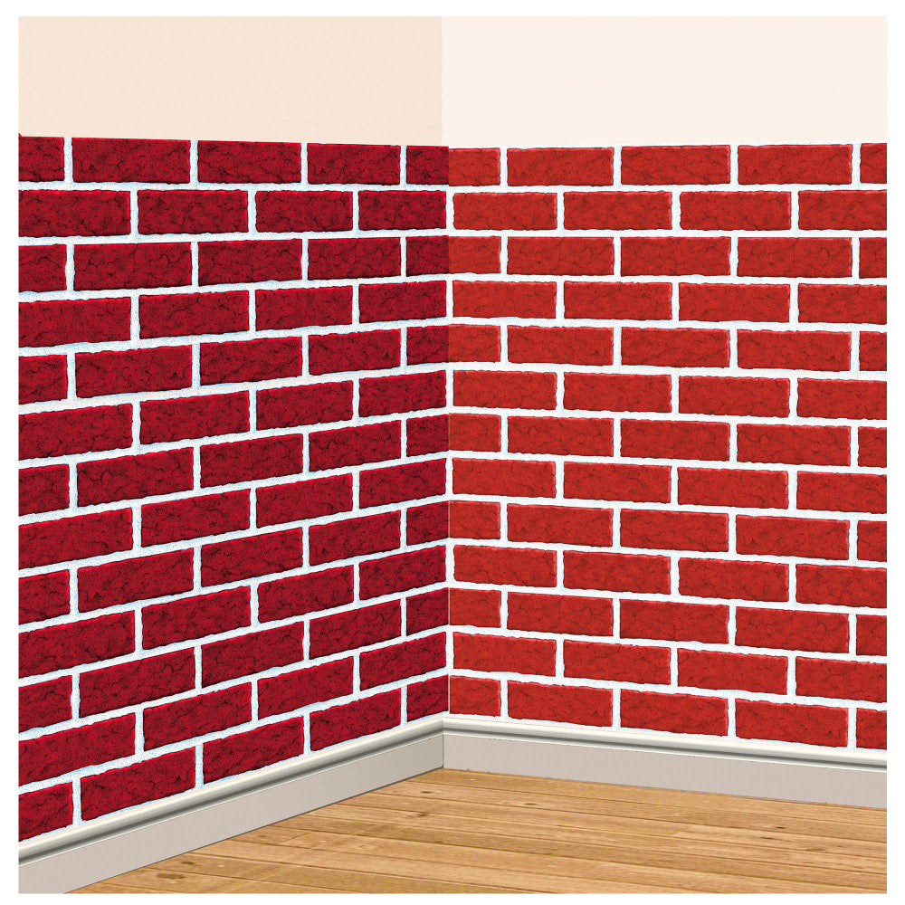 Amscan Christmas Deck The Walls Room Roll, 40ft x 4ft, Red