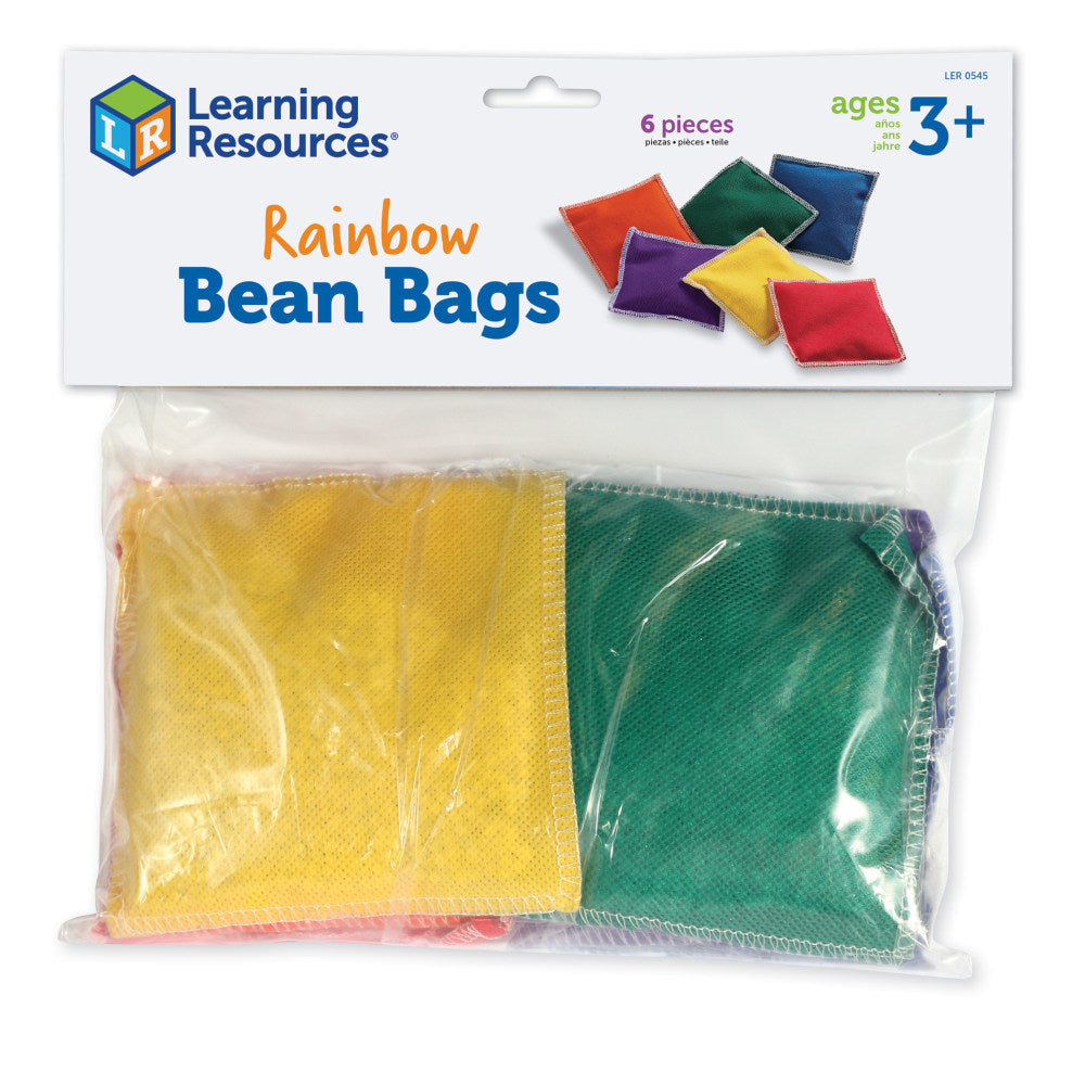 Learning Resources Bean Bags, 4in x 4in, Rainbow, 6 Bean Bags Per Set, Pack Of 2 Sets