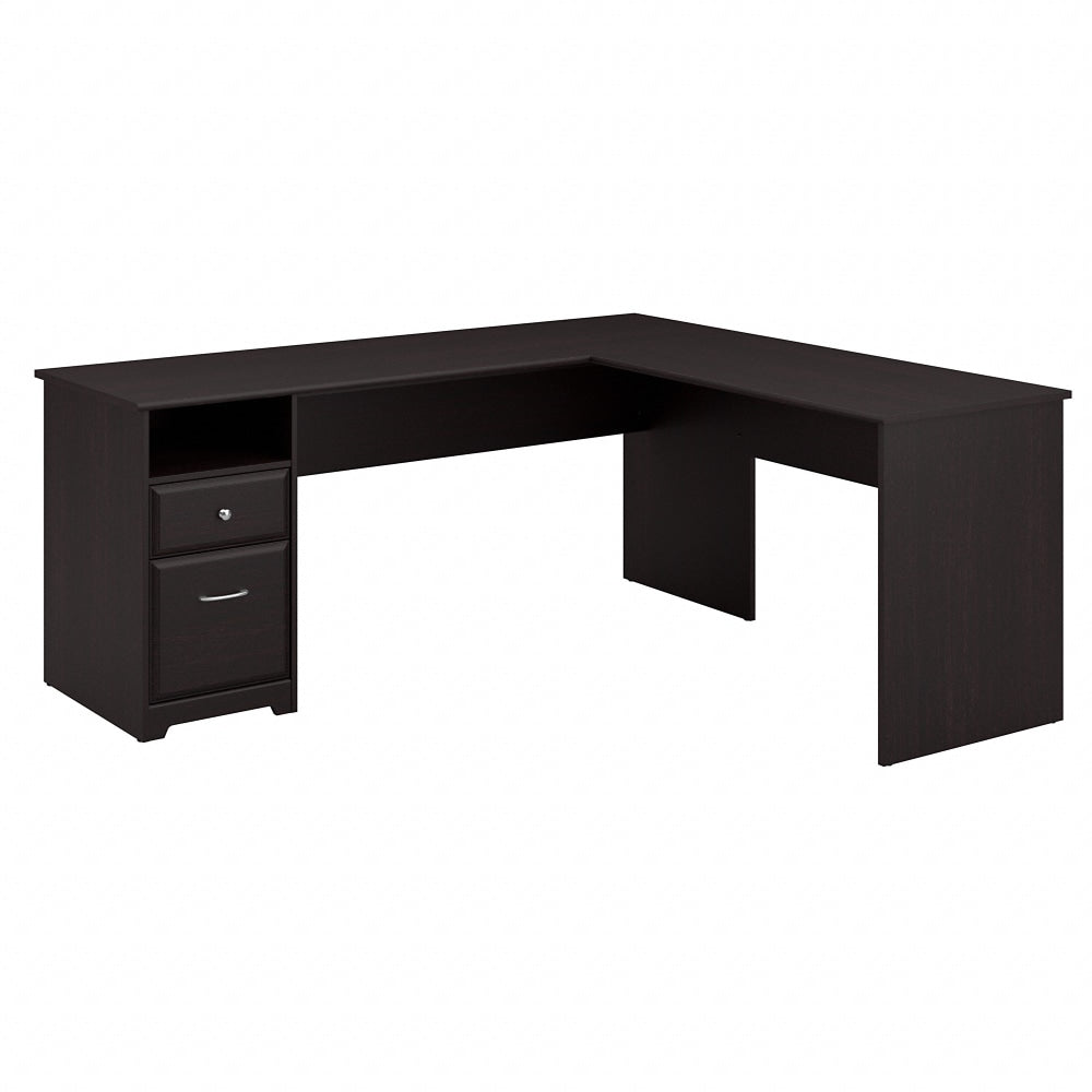 Bush Business Furniture 72inW Cabot L Shaped Corner Desk With Drawers, Espresso Oak, Standard Delivery