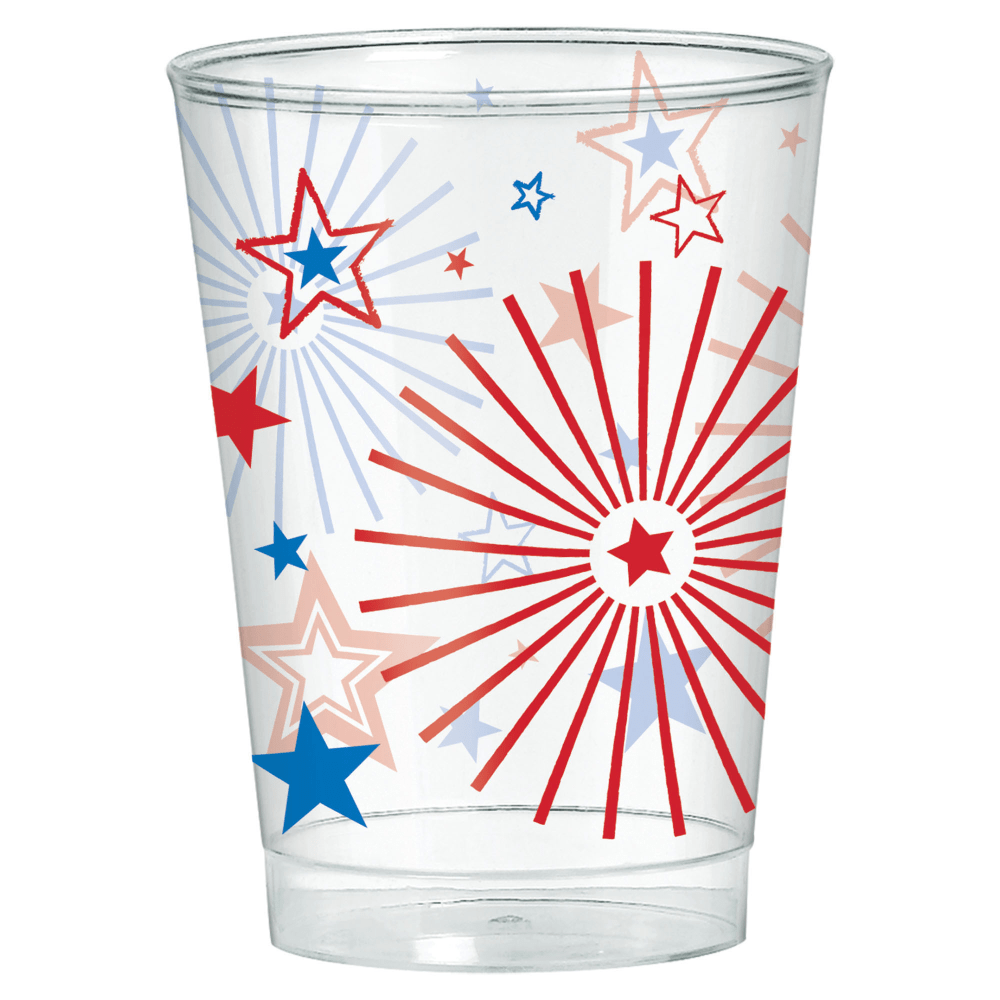 Amscan Patriotic Plastic Tumblers, 10 Oz, Clear, Pack Of 40 Tumblers