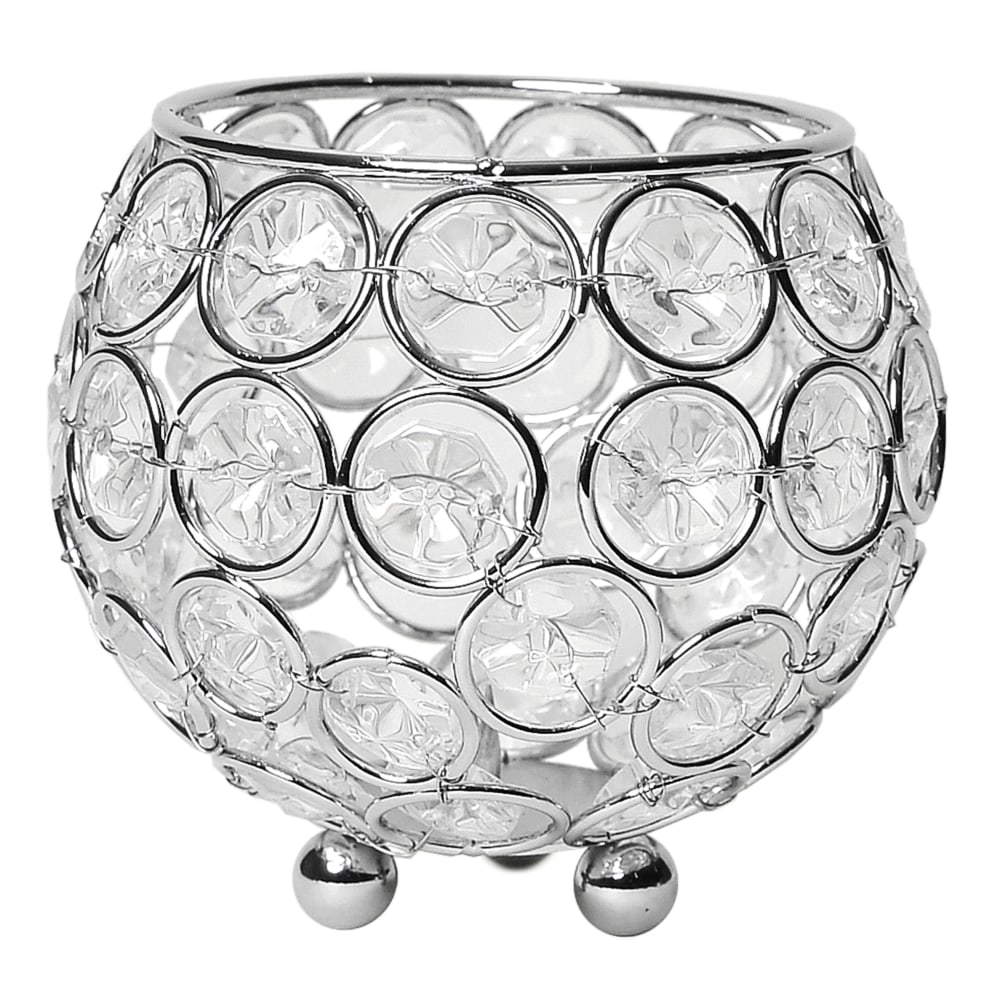 Elegant Designs Elipse Crystal Bowl, 3-3/4in, Chrome