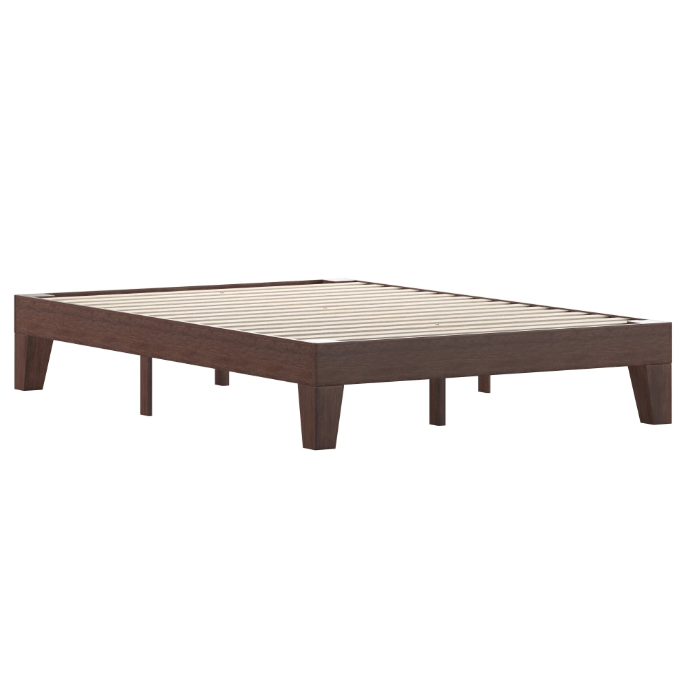 Flash Furniture Evelyn Wood Platform Bed With Wooden Support Slats, Full, 75inL x 54inW x 75inD, Walnut