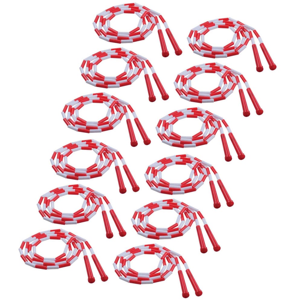 Champion Sports Plastic Segmented Jump Ropes, 7ft, Red/White, Pack Of 12 Jump Ropes