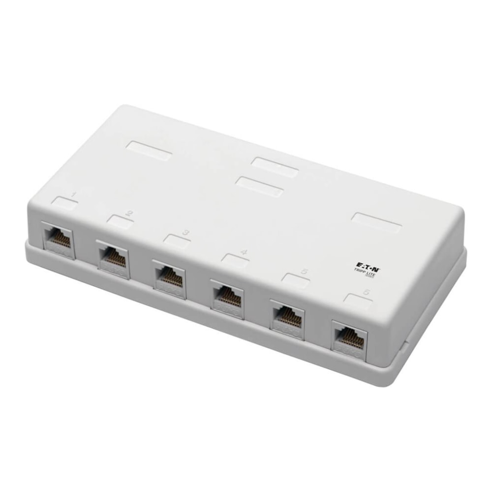 Tripp Lite Pre-Configured Unshielded Cat6 6-Port Surface-Mount Box, 110 IDC, RJ45, White - Surface mount box - RJ-45 X 6 - white