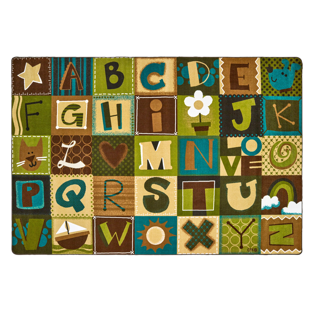 Carpets for Kids KIDSoft Alphabet Blocks Seating Rug, 8'4in x 13'4in, Brown