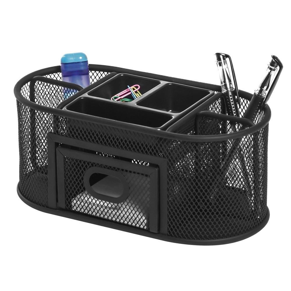 Lorell Mesh Deluxe Desktop Organizer, Black