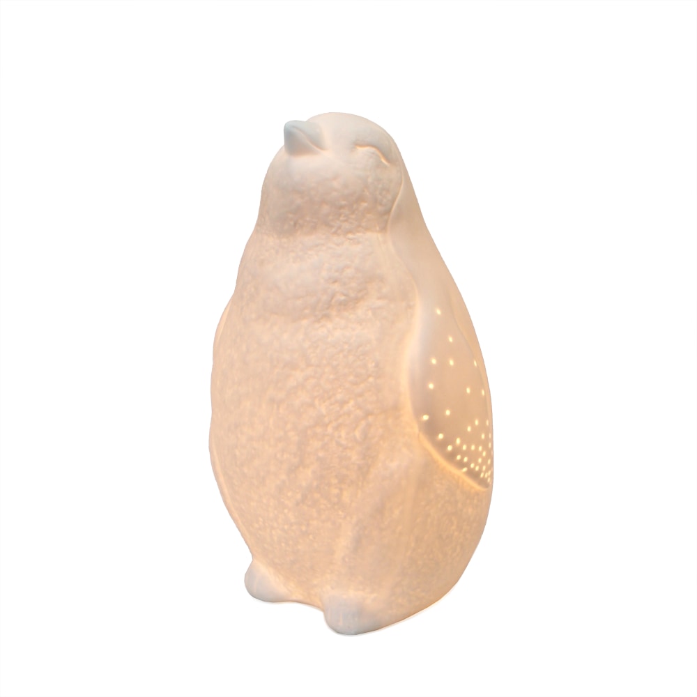 Simple Designs Porcelain Arctic Penguin-Shaped Table Lamp, 10 5/16inH, White Shade/White Base