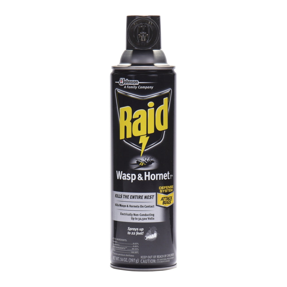 Raid Wasp/Hornet Killer Spray - Spray - Kills Hornet, Wasp, Mud Dauber, Yellow Jacket, Bugs - 14 fl oz - White - 12 / Carton