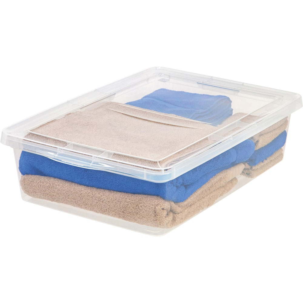 IRIS 28-quart Storage Box - External Dimensions: 24in Width x 16.3in Depth x 6in Height - 7 gal - Snap-in Lid Closure - Stackable - Plastic - Clear - For Clothes, Shoes - 1 Each