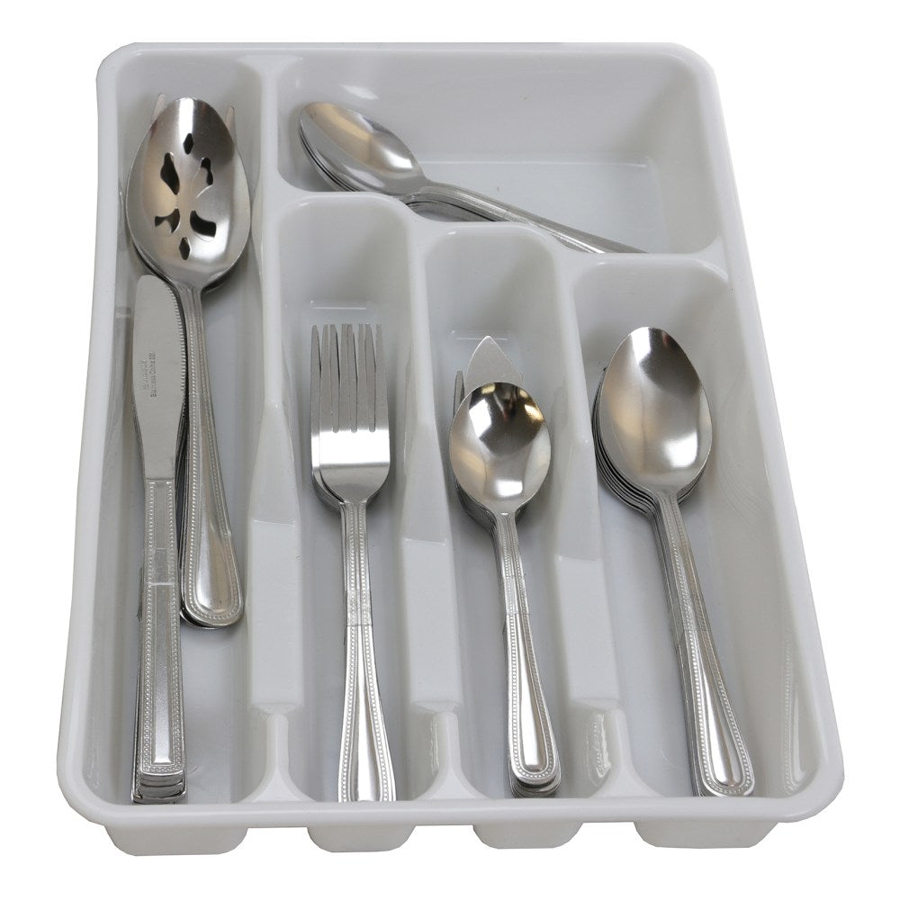 Gibson Home 45-Piece Flatware Set, Basic Living Aston, Silver