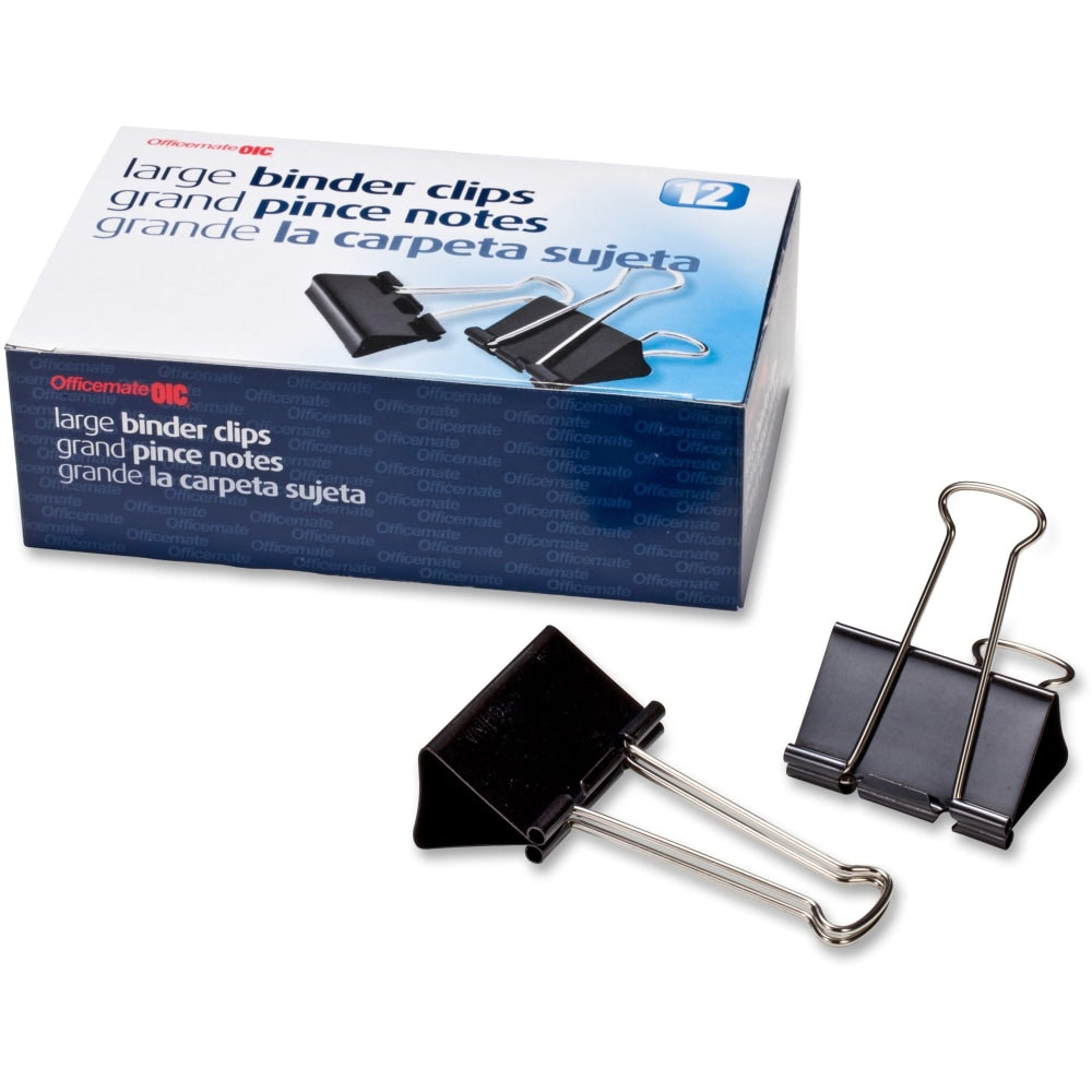 OIC Binder Clips, Large, 2in, Black, Box Of 12