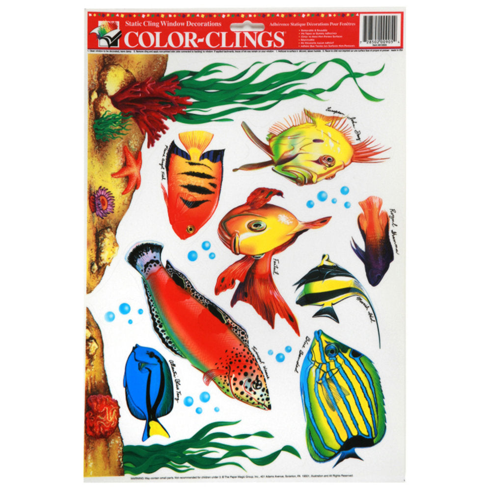 Eureka School Window Clings, 12in x 17in, Fish, Pack Of 12 Sheets