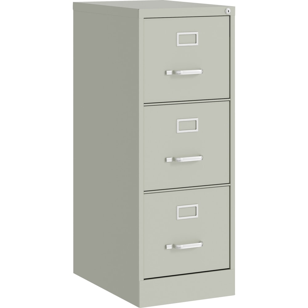 Lorell Fortress Series 22in Commercial-Grade Vertical File Cabinet - 15in x 22in x 40.2in - 3 x Drawer(s) for File - Letter - Vertical - Ball-bearing Suspension, Removable Lock, Pull Handle, Wire Management - Light Gray - Steel - Recycled