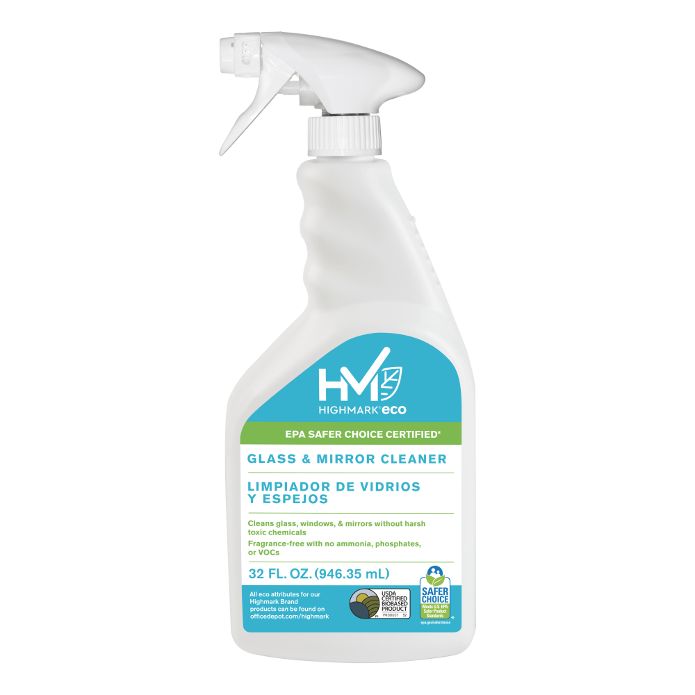 Highmark ECO Glass And Mirror Cleaner, 32 Oz, Case Of 12 Bottles