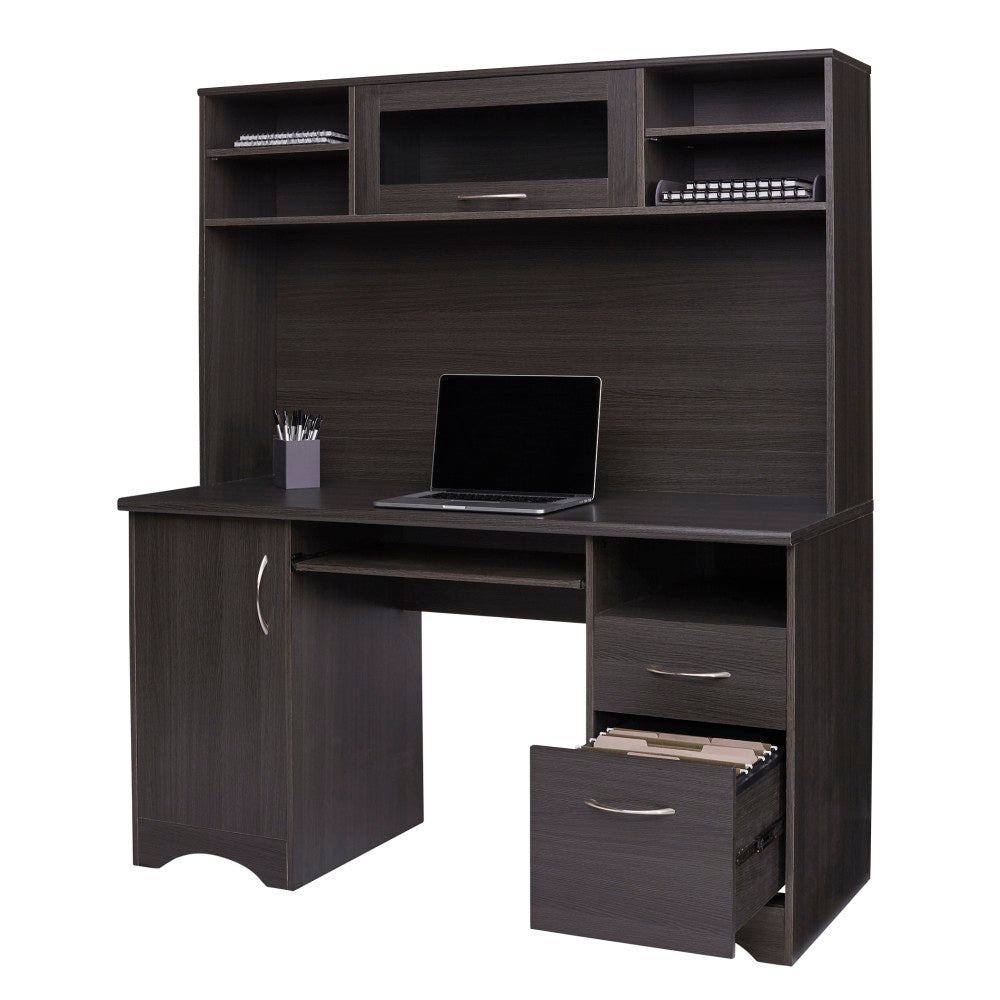 Realspace Pelingo 56inW Computer Desk With Hutch, Dark Gray