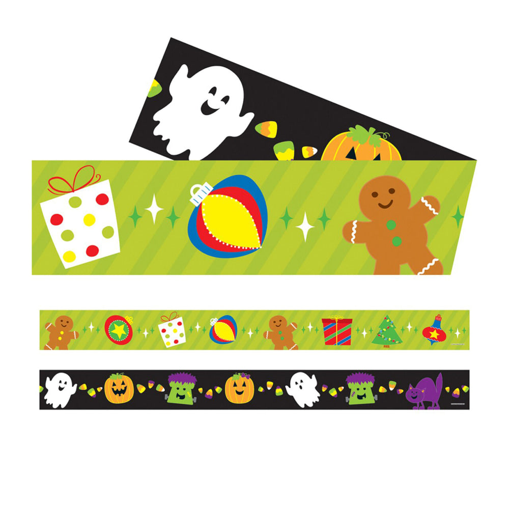 Carson Dellosa Education Straight Borders, Halloween/Holiday 2-Sided, 36ft Per Pack, Set Of 3 Packs