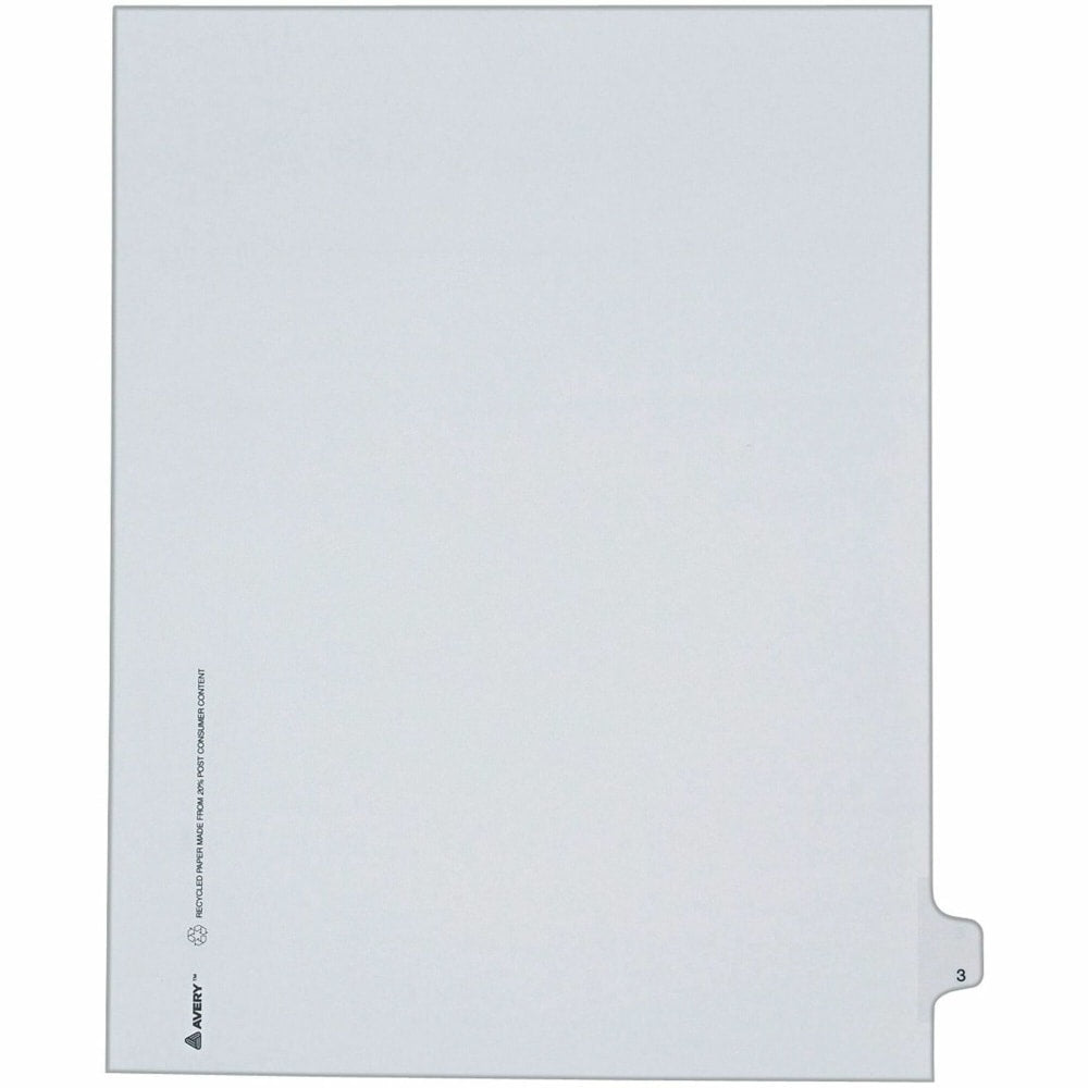 Avery 20% Recycled Side-Tab Legal Index Exhibit Dividers, Tab Title 3, White, Pack Of 25