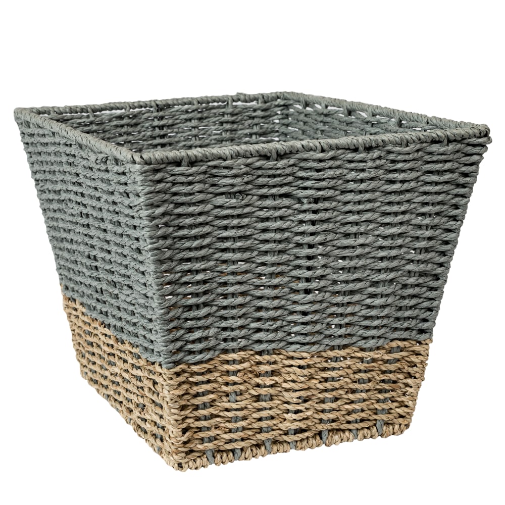 Honey-Can-Do Square Nesting Seagrass 2-Color Baskets, Medium Size, Natural/Gray, Set Of 3