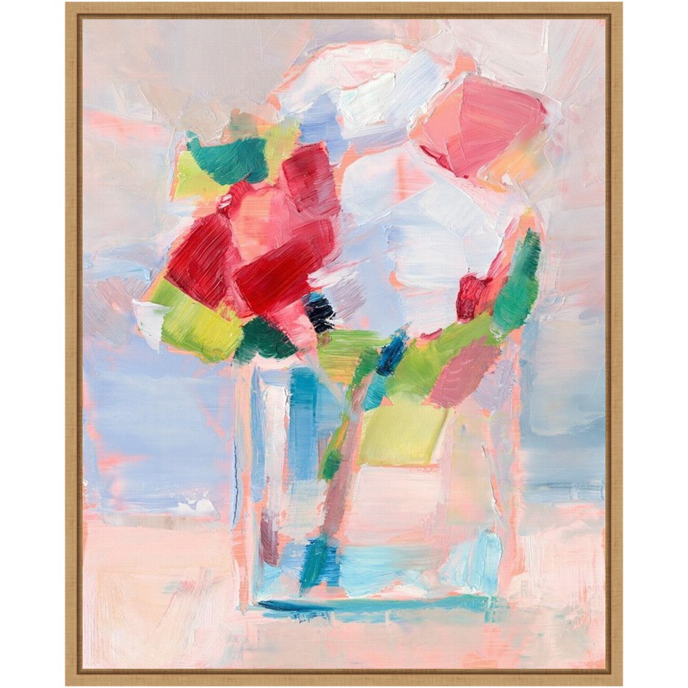 Amanti Art Abstract Flowers in Vase II by Ethan Harper Framed Canvas Wall Art Print, 20inH x 16inW, Maple