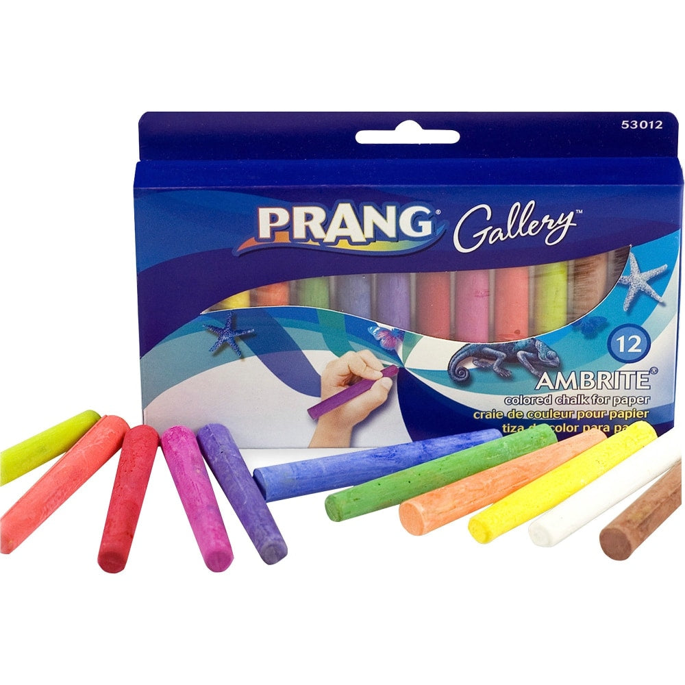 Prang Ambrite Art Chalk, Assorted Colors, Pack Of 12