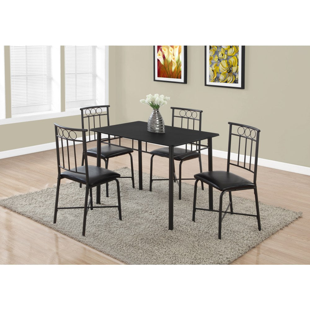 Monarch Specialties Metal 5-Piece Dining Set, Rectangle, Black