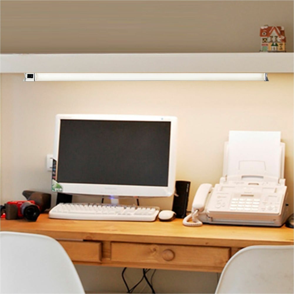 Lorell Under Cabinet LED Task Light, Adjustable Angle, 35.5inL, Silver