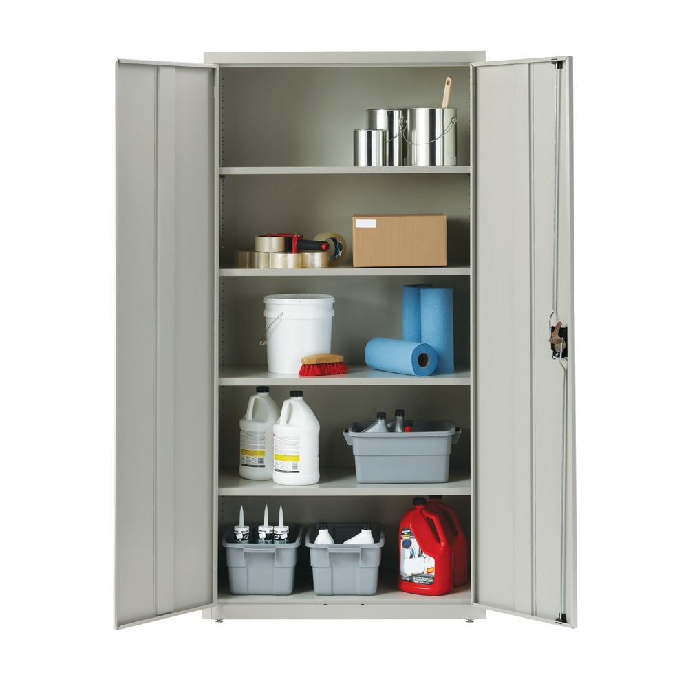 Lorell Fortress Series 18inD Steel Storage Cabinet, Fully Assembled, 5-Shelf, Light Gray