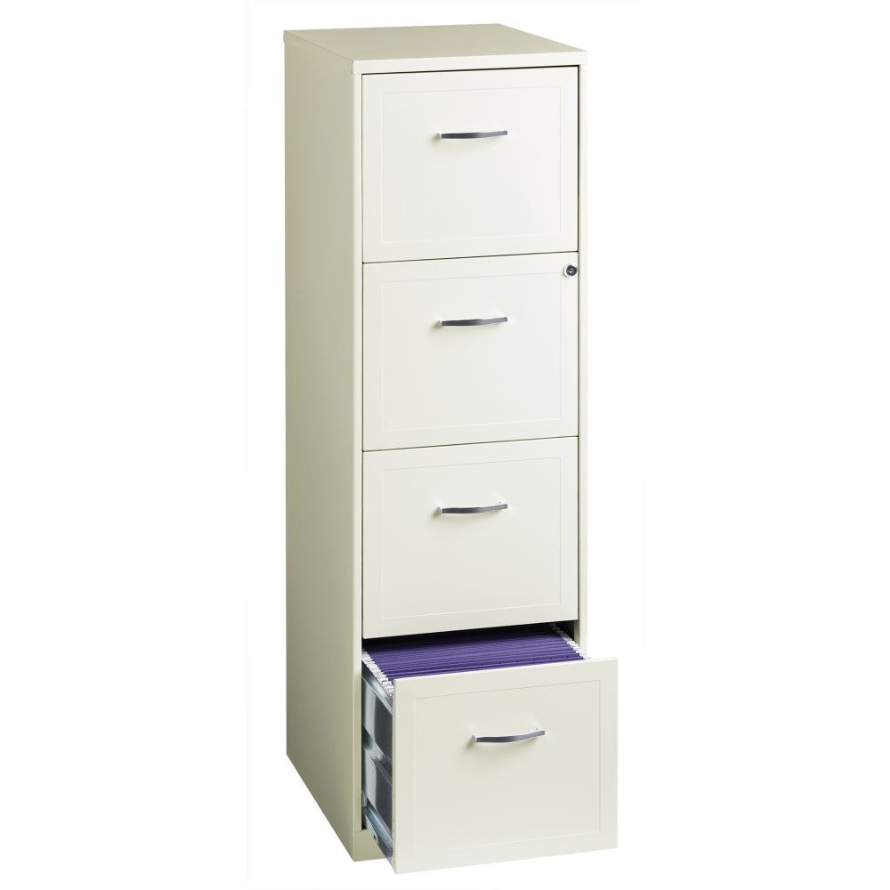 Realspace 18inD Vertical 4-Drawer File Cabinet, Pearl White