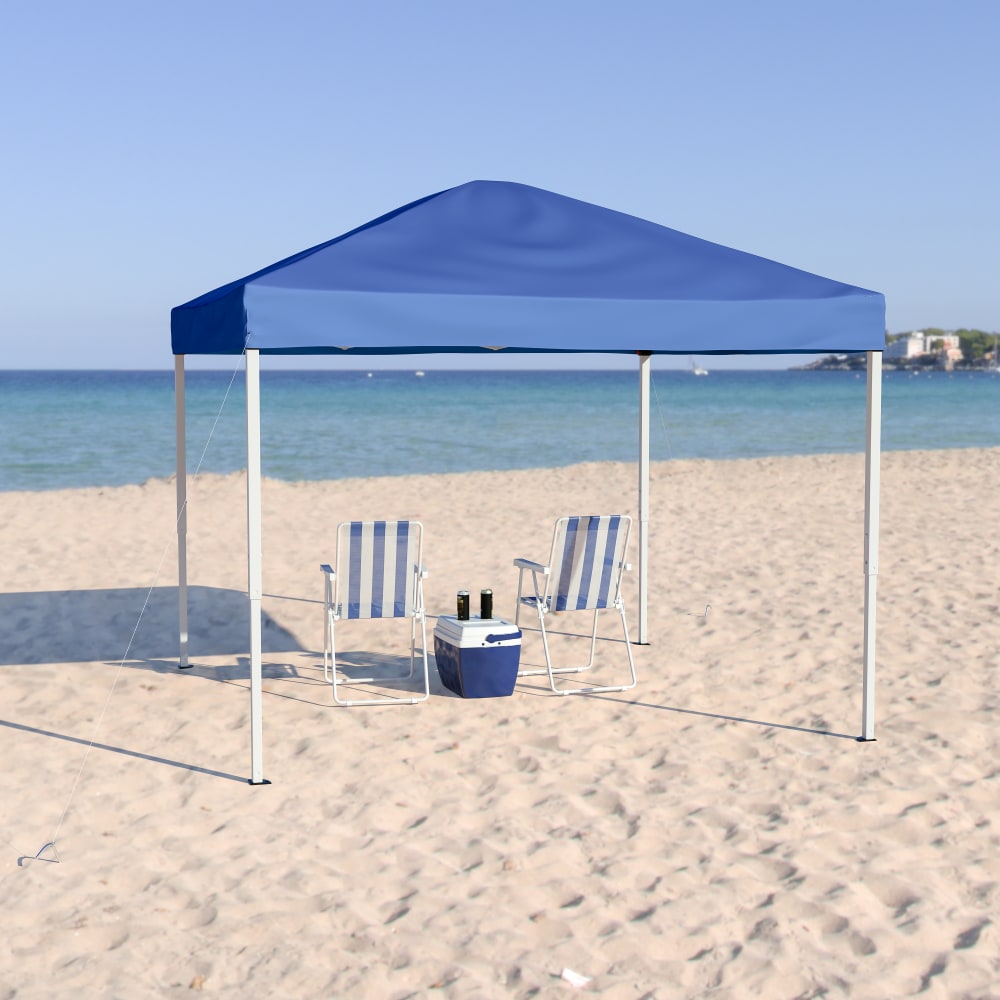 Flash Furniture Outdoor Pop-Up Event Canopy Tent With Carry Bag, 106inH x 116inW x 116inD, Blue