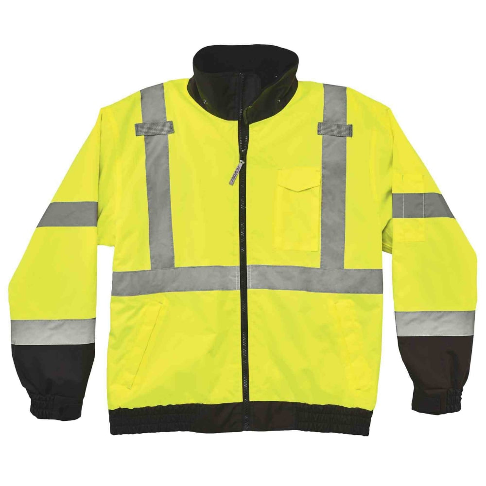 Ergodyne GloWear 8379 Type R Class 3 High-Visibility Fleece-Lined Thermal Bomber Jacket, 3X, Lime