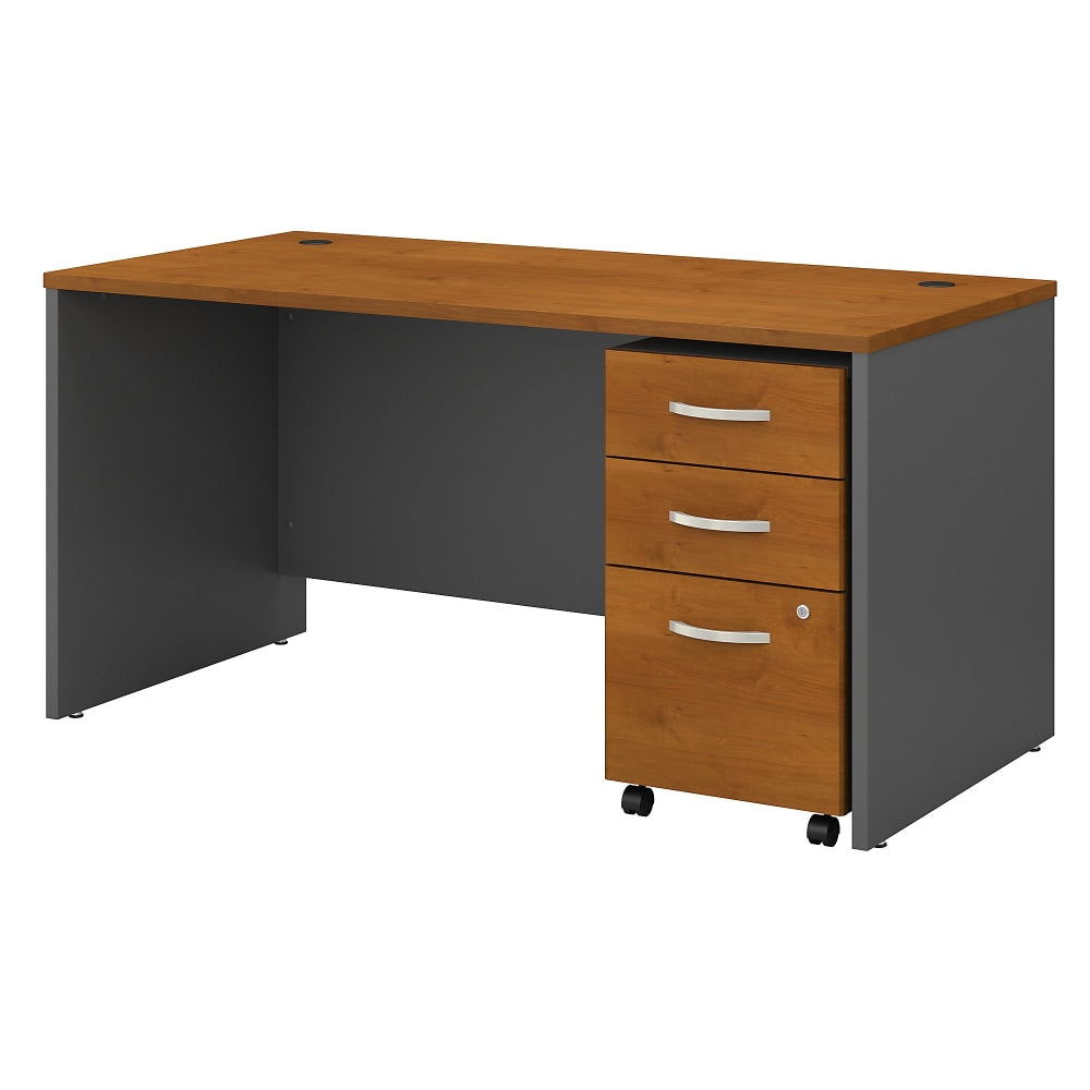 Bush Business Furniture Components 60inW Office Computer Desk With 3-Drawer Mobile File Cabinet, Natural Cherry/Graphite Gray, Standard Delivery