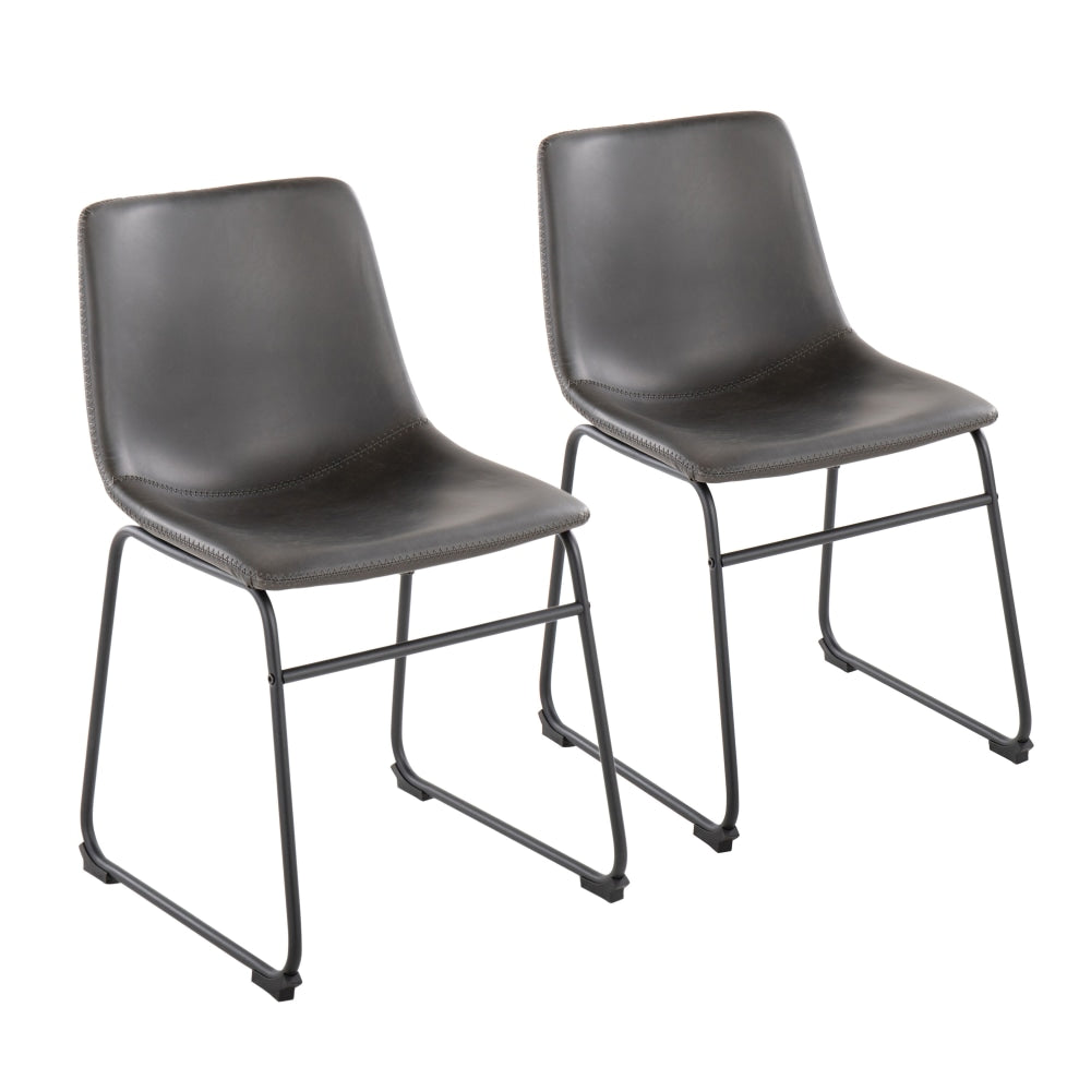 LumiSource Duke Industrial Side Chairs, Black/Gray, Set Of 2 Chairs