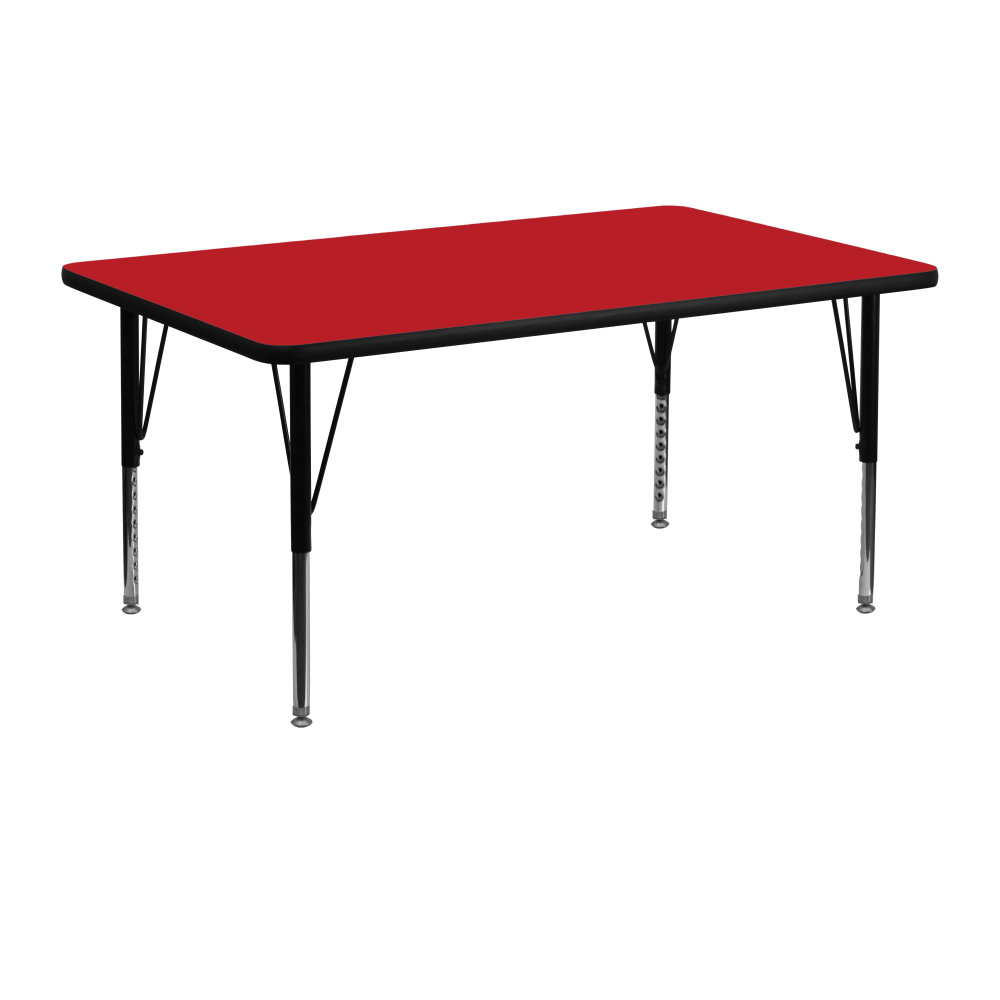 Flash Furniture 48inW Rectangular HP Laminate Activity Table With Short Height-Adjustable Legs, Red