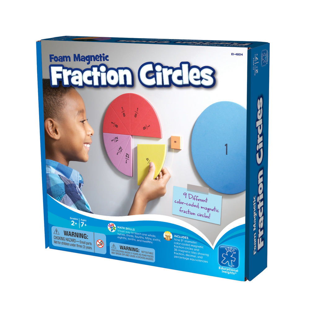 Educational Insights Foam Magnetic Fraction Circles, Multicolor, Grades 1-4, Set Of 87