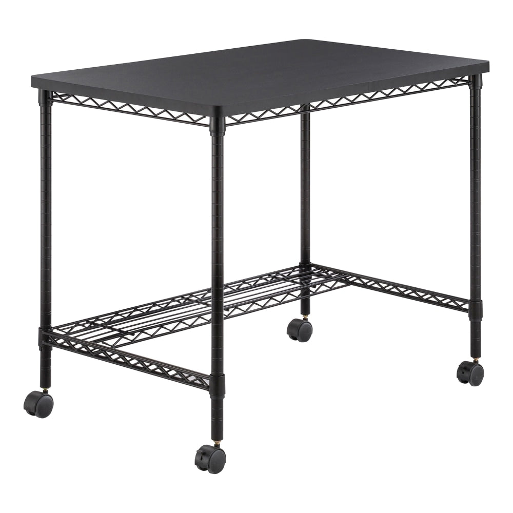 Safco 36inW Mobile Wire Desk Workstation, 30-3/4inH x 35-3/4inW x 24inD, Black